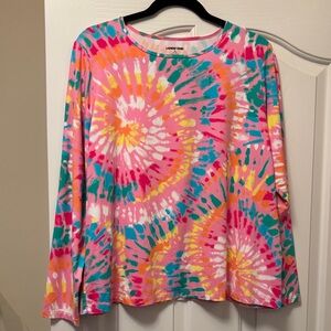 Lands' End Women's Colorful Tie-Dye Long Sleeve Top